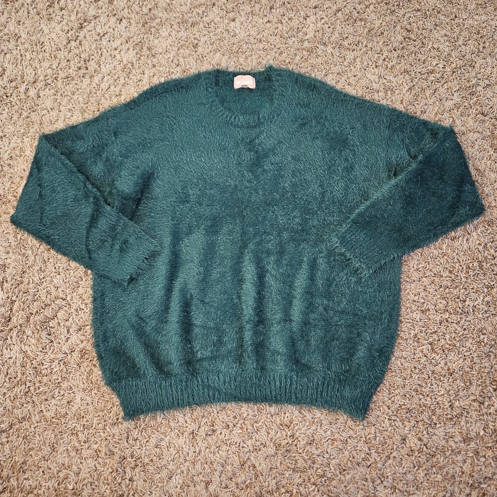 Show Me Your Mumu Feel Good Sweater Emerald Knit Womens Size Small Fuzzy